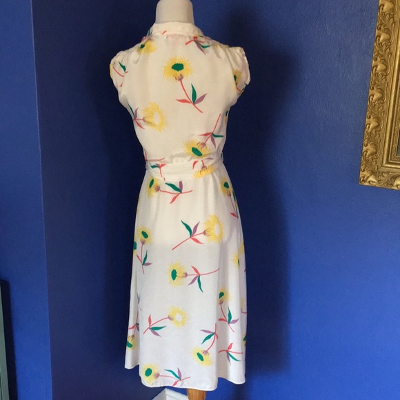 Vintage 70s-80s white floral summer day dress Hawaiian tropical flowers retro - Picture 5 of 14